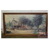 Vintage Framed Stagecoach Print. 27'X51'.