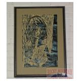 Vintage Framed Block Print Portrait.