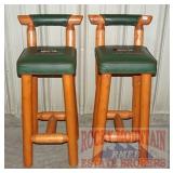 2 Rustic Log Bar Stools.