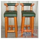 2 Rustic Log Bar Stools.