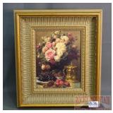 Floral Still Life in Fancy Gold Gilt Frame.