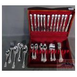 Godinger Flatware Set Complete for 12 W/ Wood Box.