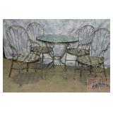 Scrolled Iron Table & 4 Chairs.