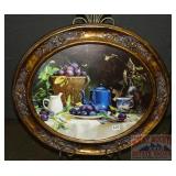 Oval Framed "Afternoon Tea" Still Life Print.