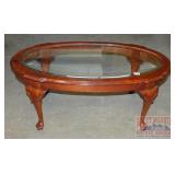 Cherry Finish Coffee TAble W/ Glass Insert.