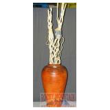 Large Pottery Vase W/ Decorative Twigs.