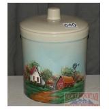 Hand Painted 1 Gallon Crock W/ Lid.