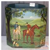 Trash Can W/ Hunting Scene Decoration.