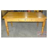 Quality Lexington Oak Harvest Table W/ 2 Drawers.