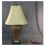 Table Lamp W/ Shaped Base & Nice Shade.