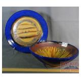 Artist Signed Pottery Bowl and Platter.