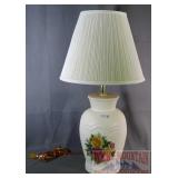 Floral Decorated Table Lamp W/ Shade.