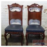 2 Vintage Carved Back Side Chairs.