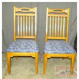 2 Oak Slat Back Side Chairs.