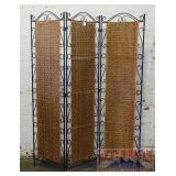 3 Section Iron & Wicker Dressing Screen.