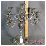 Fancy Silverplate 5 Arm Candelabra.