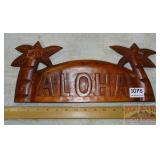 16" Carved Wood "Aloha" Sign.