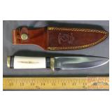 11' Straight Blade Knife W/ Bone Handle & Sheath.