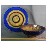 Artist Signed Pottery Bowl & Platter.