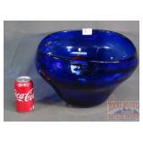 Large Cobalt Studio Art Glass Center Bowl.