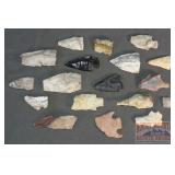 Assortment of Carved Stone Arrowheads.