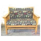 Mission Style Oak Upholstered Bench.