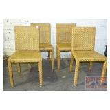 4 Modern Style Woven Wicker Dining Chairs.