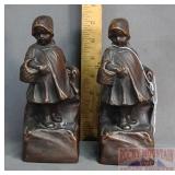 Vintage Bronze Girl Bookends.