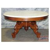 Victorian Walnut Coffee Table W/ Marble Top.