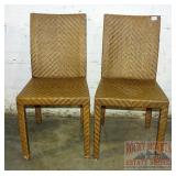 2 Modern Style Woven Wicker Dining Chairs.