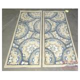 2 "Blue Tokens" 60"X23" Area Rugs.