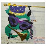 Mardi Gras Mask Nylon Flag W/ Pole.