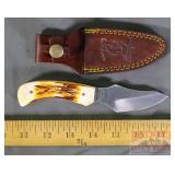 6" Knife W/ Bone Handles & Sheath.