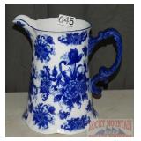 Blue & White Porcelain 9" Pitcher.