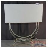 Modern Style Silver Finish Table Lamp W/ Shade.