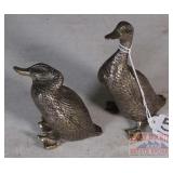 2 Vintage Silverplate Duck Figurines.