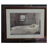 Dog on Bed, Framed & Matted Fine Art Print.