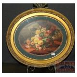 Oval Framed Floral Still Life Print.