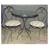 Round Glass Top Patio Table & 2 Chairs.