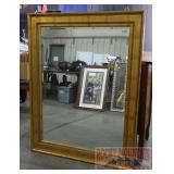 Large Beveled Wall Mirror W/ Gold Frame.