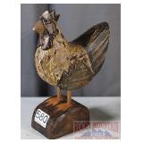 Folk Art Style Carved Wooden Rooster.