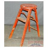 Cute Painted Vintage Wooden Folding Stool.