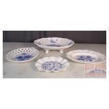 4 Blue & White Porcelain Decorative Plates.