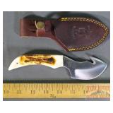 8' Knife W/ Gut Hook Blade & Bone Handles.
