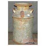 Vintage Milk Can with Lid.  24" high.