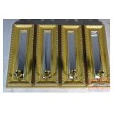 4 Fancy Gold Gilt Wall Mount Candle Holders.