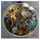 Tin Full of Asst. Costume Jewelry.