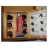 Neat Vintage Oriental 6-Wig Doll