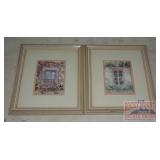 2 Framed & Matted Window Pane Prints.