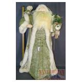 Large 36" Tree Topper Style Santa W/ Green Robes.